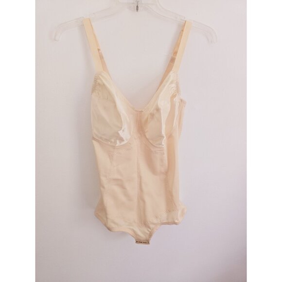 Rago Body Briefer Beige Silky One Piece Bodysuit Wireless Shapewear 38DD - Picture 1 of 8